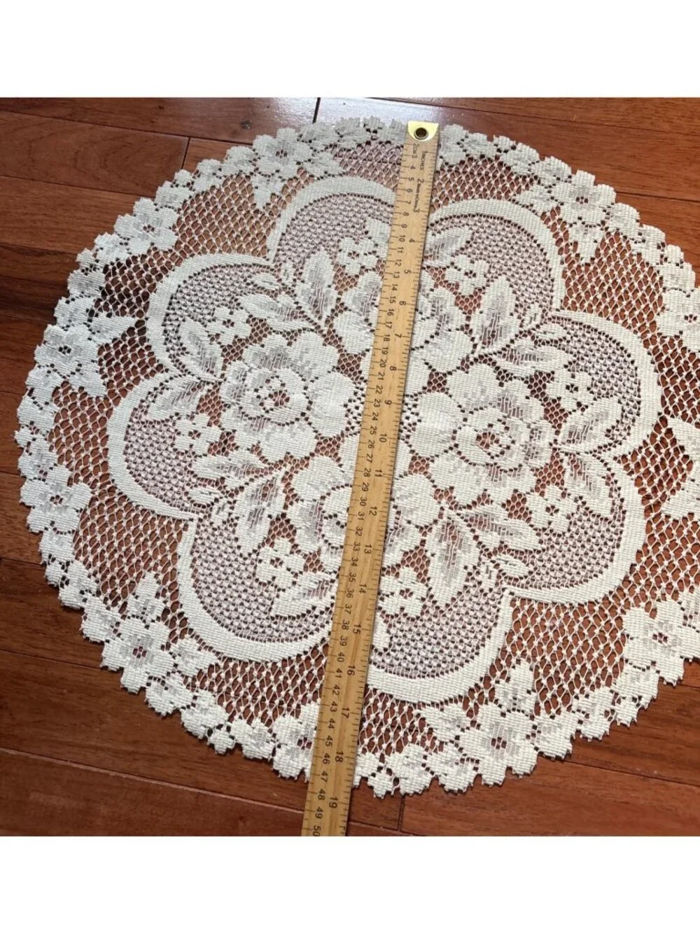 Cream Lace Round Doily Floral Pattern Decorative 19